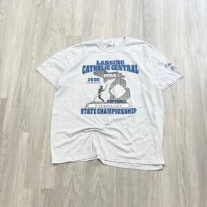 VINTAGE 2000 Lansing Catholic Central Softball Shirt Size Extra Large XL Gray